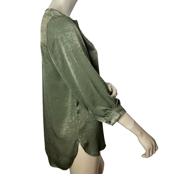 Banana Republic Green 3/4 Sleeve Hi Low Blouse Top - Picture 5 of 10